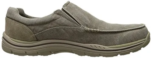 Skechers mens Expected Avillo Slip On Loafer, Khaki Canvas/Suede, 12 X-Wide US