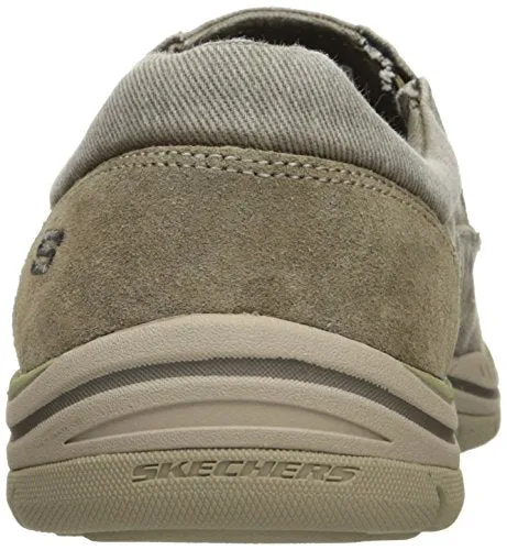 Skechers mens Expected Avillo Slip On Loafer, Khaki Canvas/Suede, 12 X-Wide US