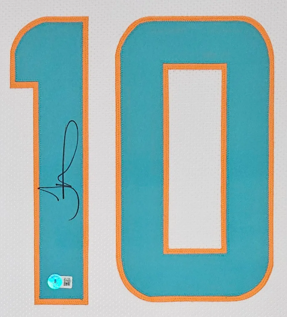 Tyreek Hill Miami Signed Framed Custom White Football Jersey BAS ITP