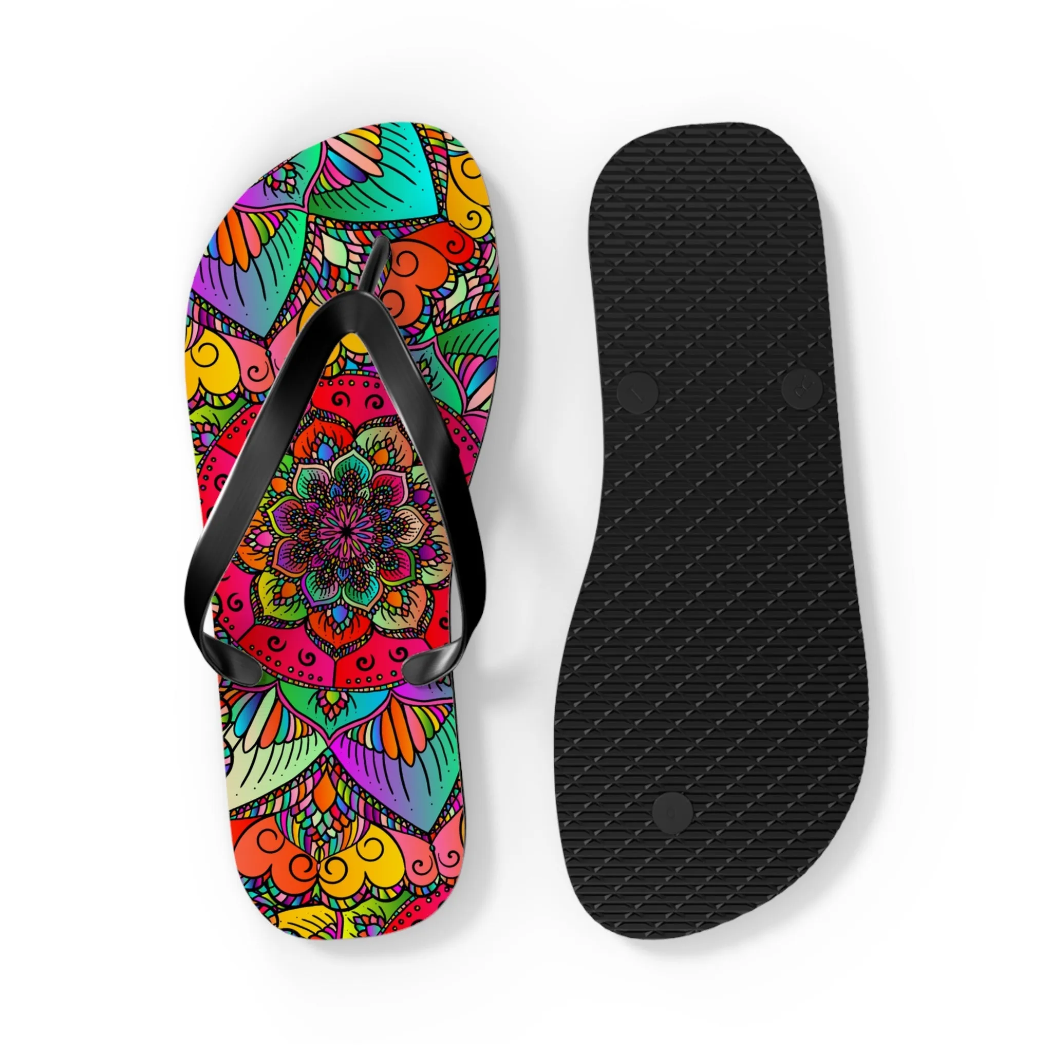 Vibrant Mandala Flip Flops - Summer Style