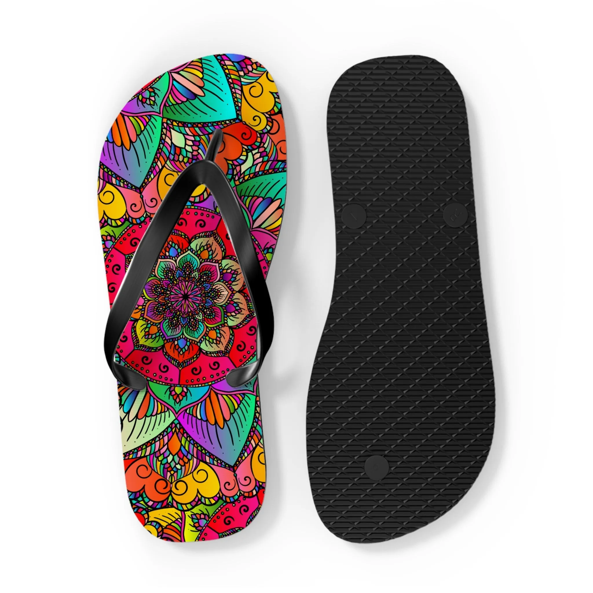 Vibrant Mandala Flip Flops - Summer Style
