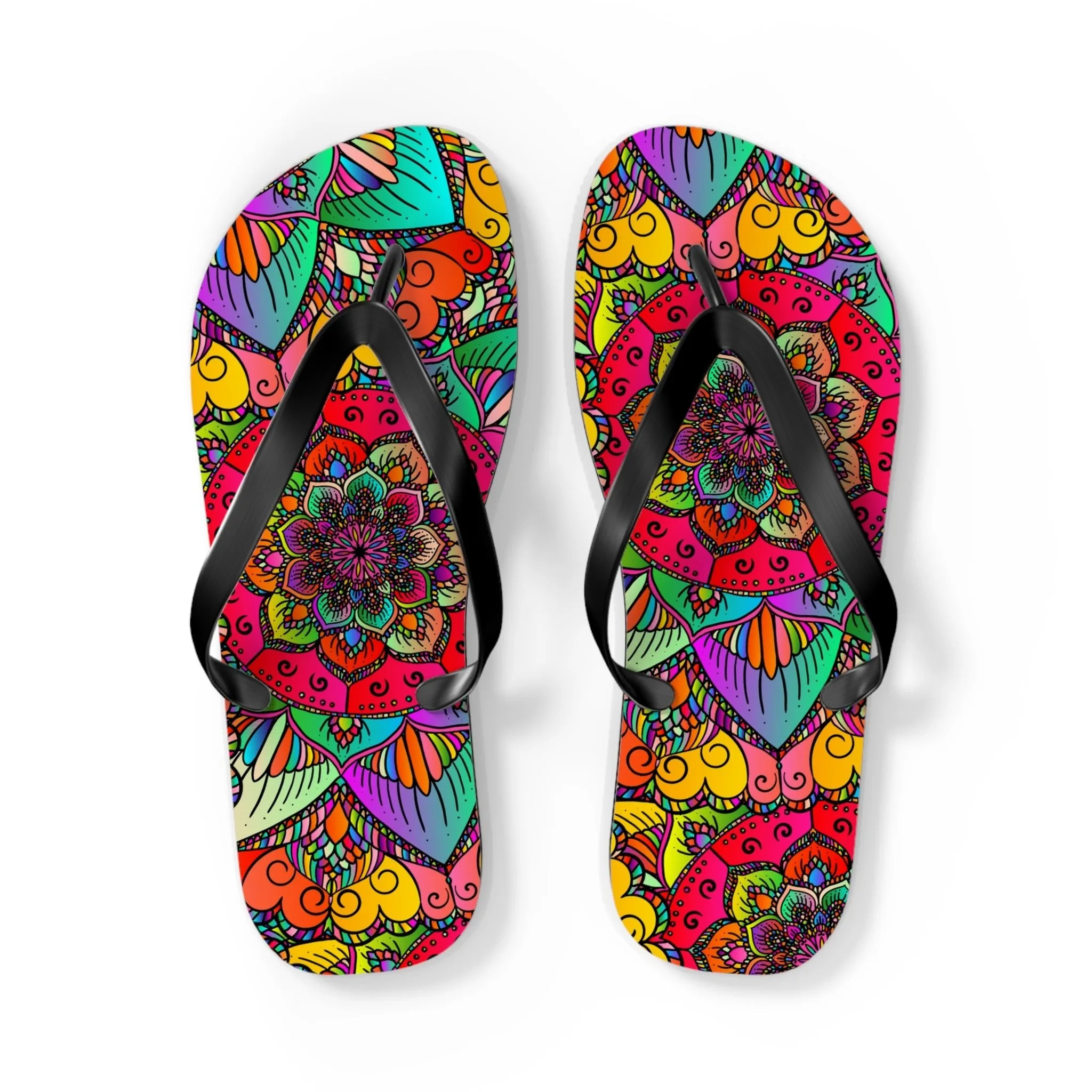 Vibrant Mandala Flip Flops - Summer Style