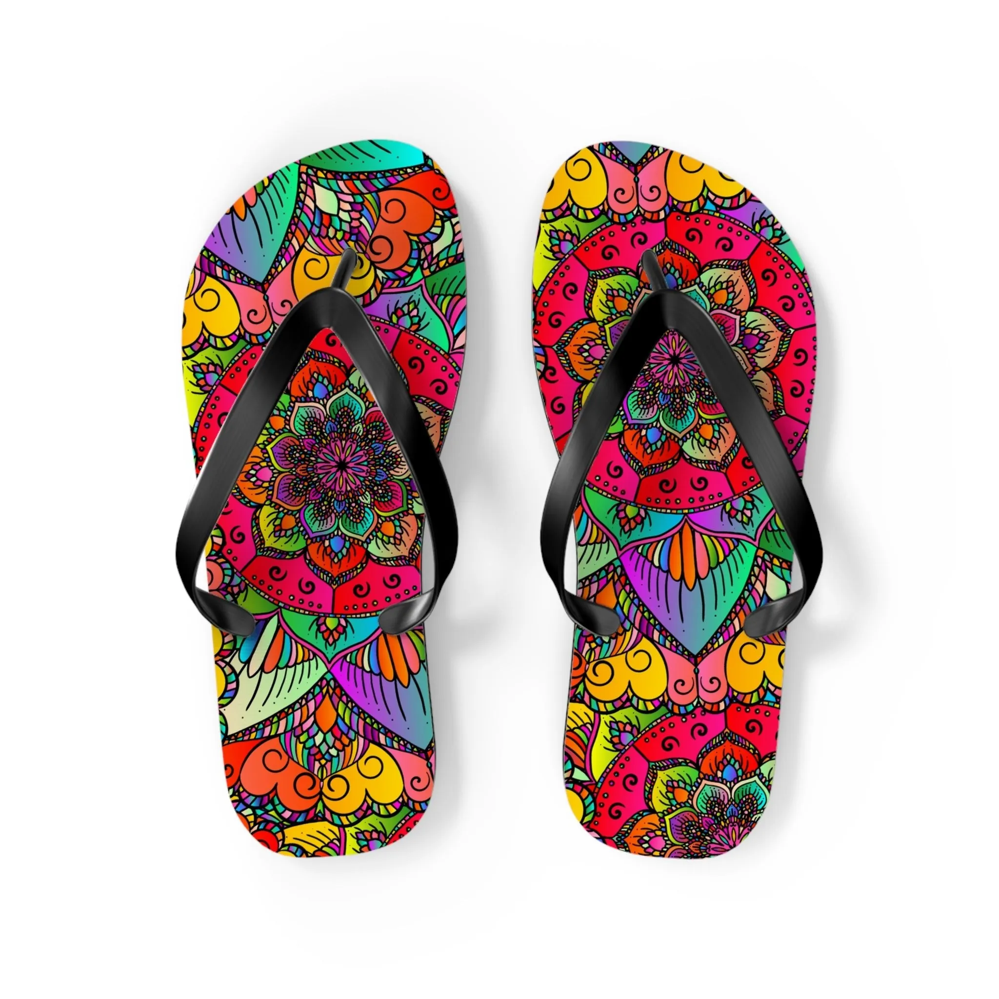 Vibrant Mandala Flip Flops - Summer Style