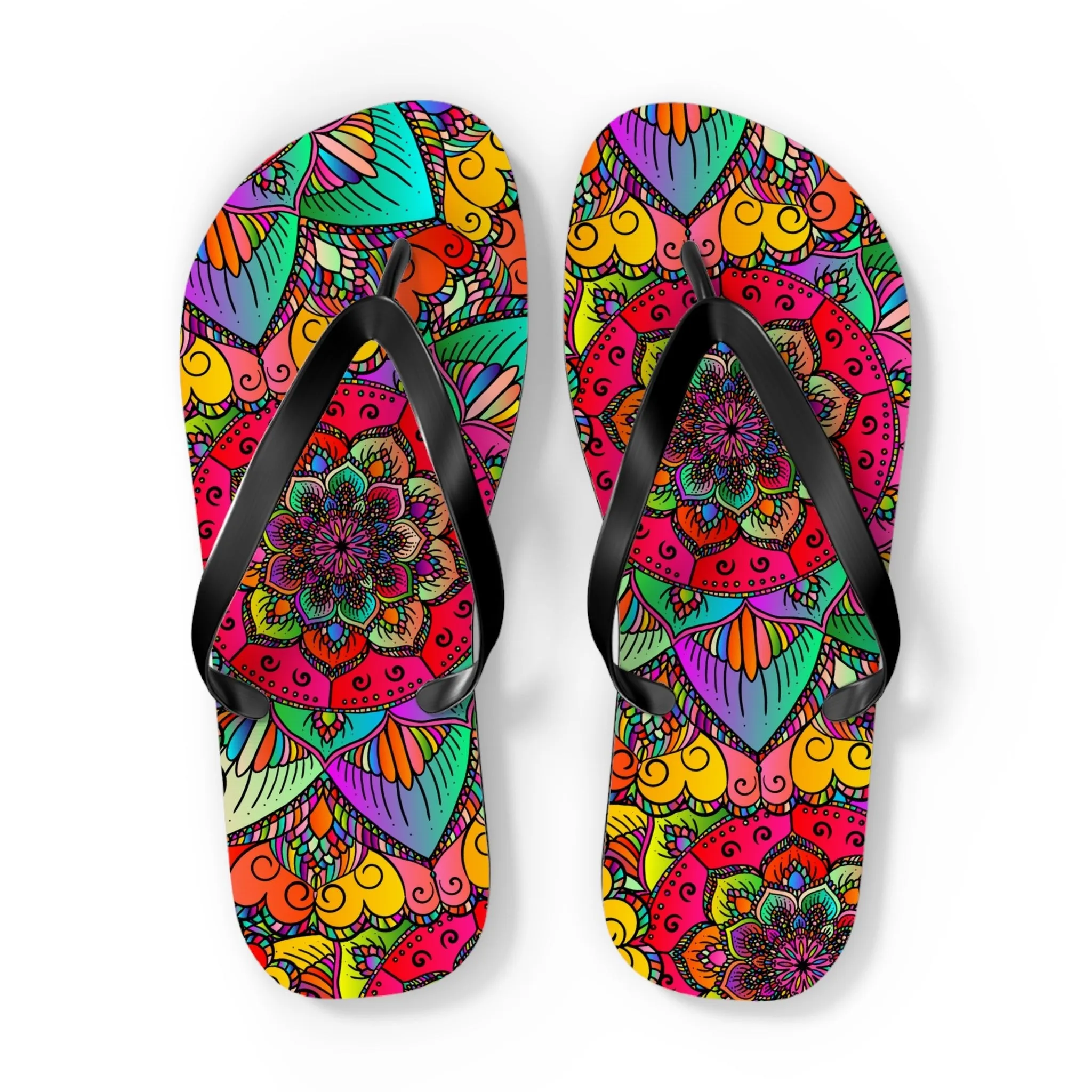 Vibrant Mandala Flip Flops - Summer Style