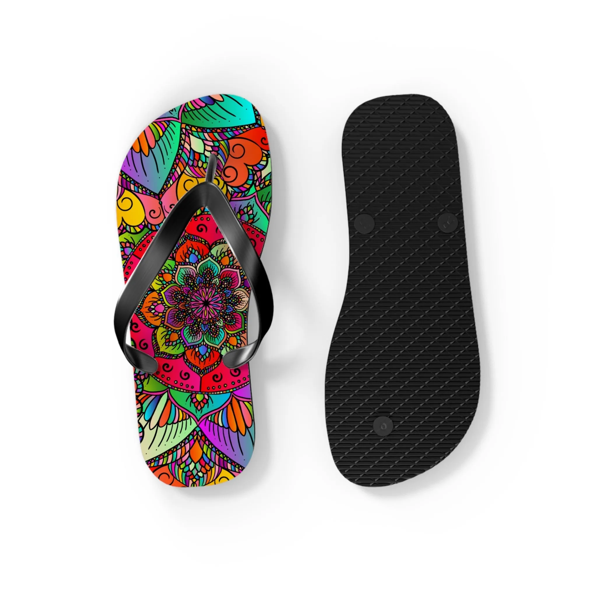 Vibrant Mandala Flip Flops - Summer Style