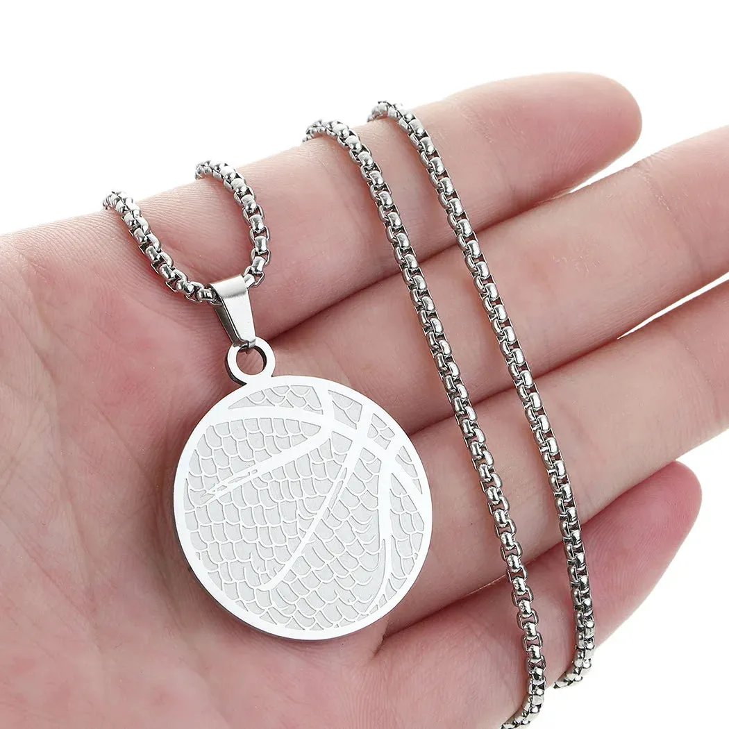 Wannee 2023 Western Hot Design Stainless Steel Pendant Necklace Basketball Pendant Necklace Men Women Sports Jewelry