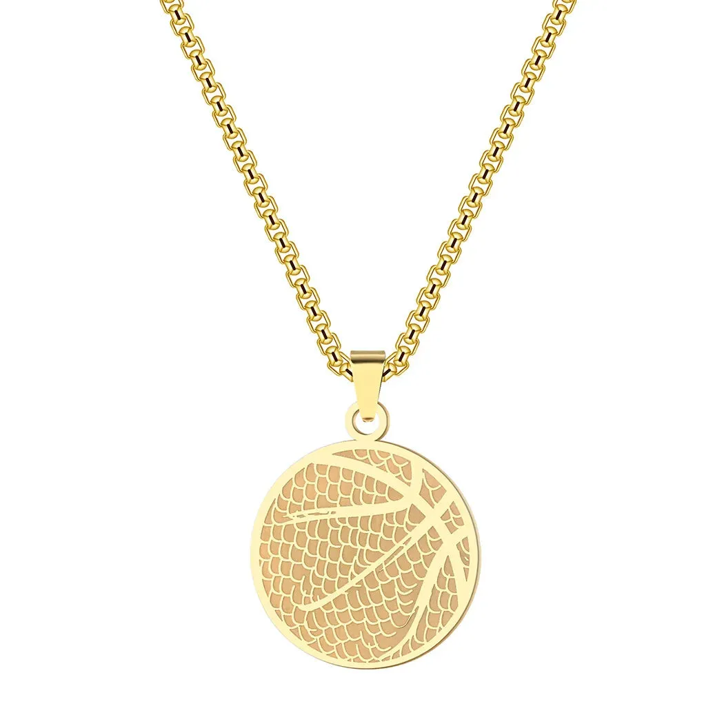 Wannee 2023 Western Hot Design Stainless Steel Pendant Necklace Basketball Pendant Necklace Men Women Sports Jewelry