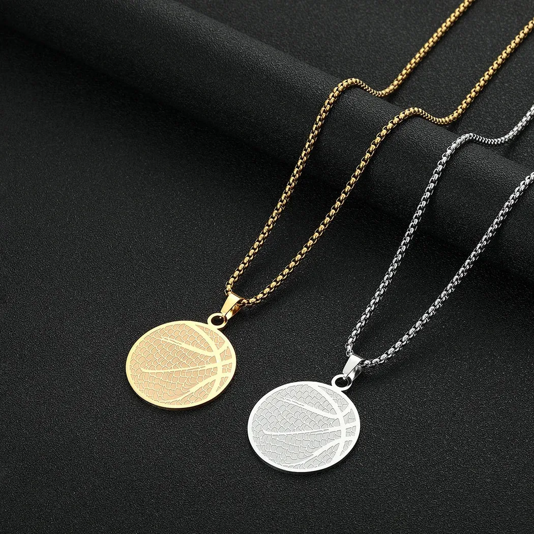 Wannee 2023 Western Hot Design Stainless Steel Pendant Necklace Basketball Pendant Necklace Men Women Sports Jewelry