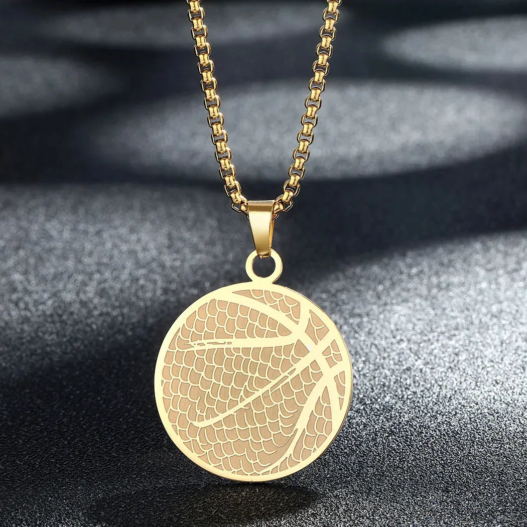 Wannee 2023 Western Hot Design Stainless Steel Pendant Necklace Basketball Pendant Necklace Men Women Sports Jewelry