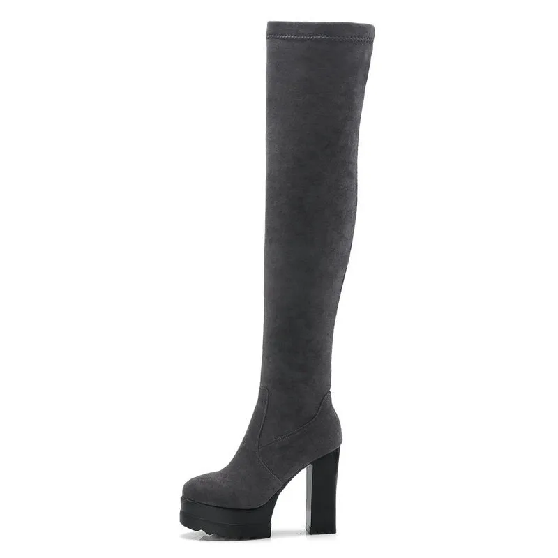 Winter Fashion Thick Heel Thick Sole Super High Heel Knee High Boots