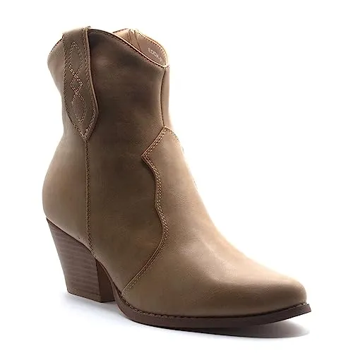 Womens Ankle High Boho Chic Western Cowboy Style Boots, Cowgirl Rodeo Shoes