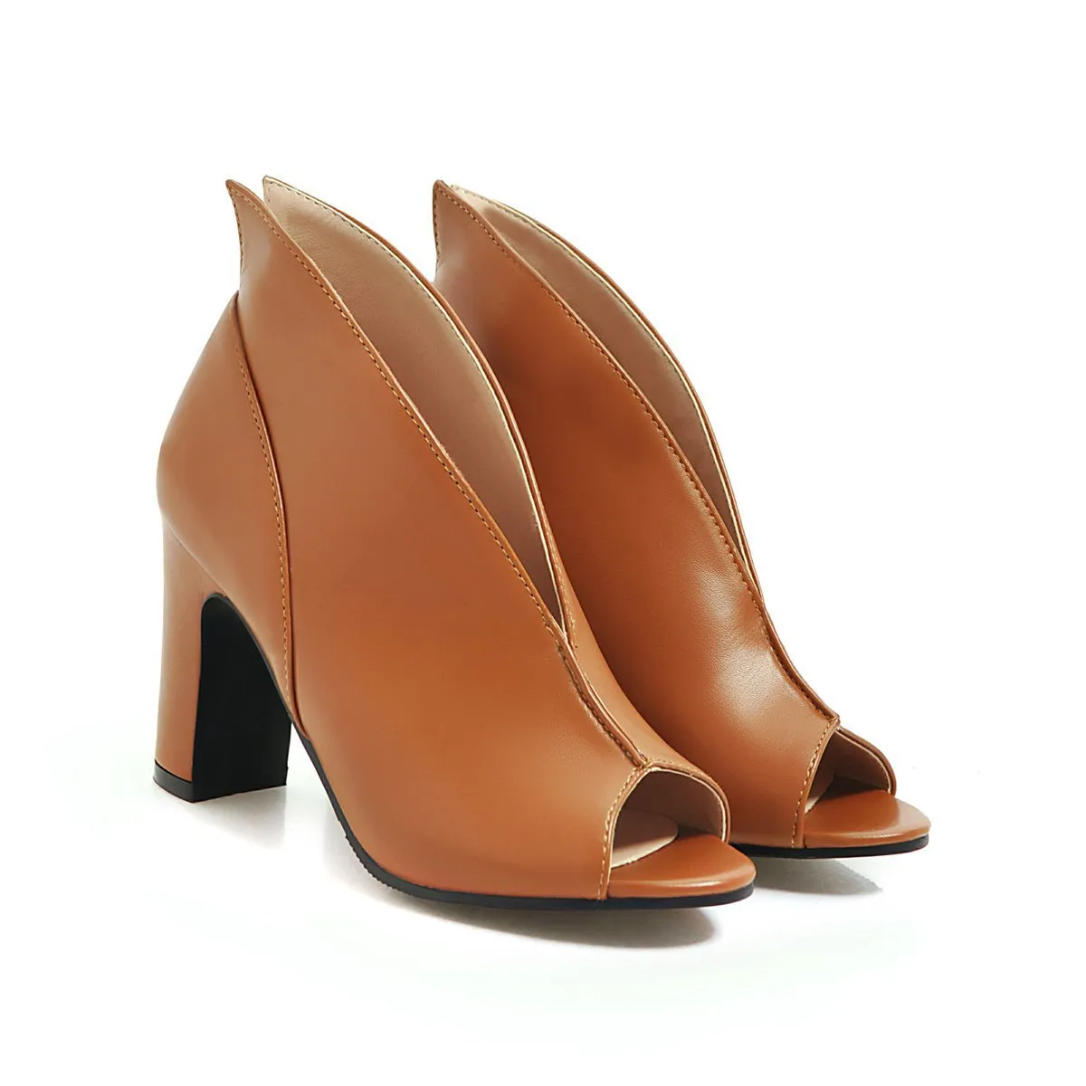Women's peep toe chunky high heels booties spring summer ankle boots