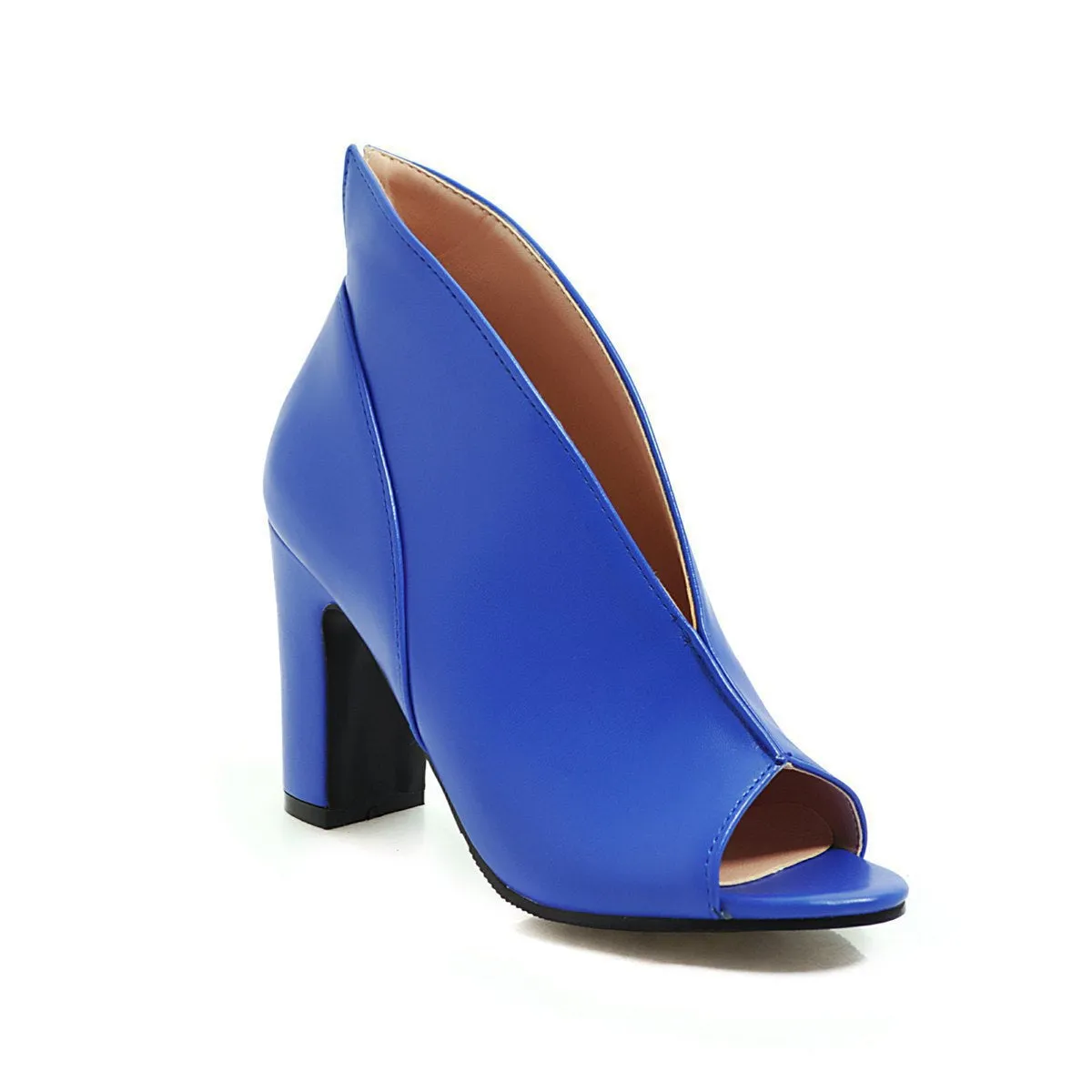 Women's peep toe chunky high heels booties spring summer ankle boots