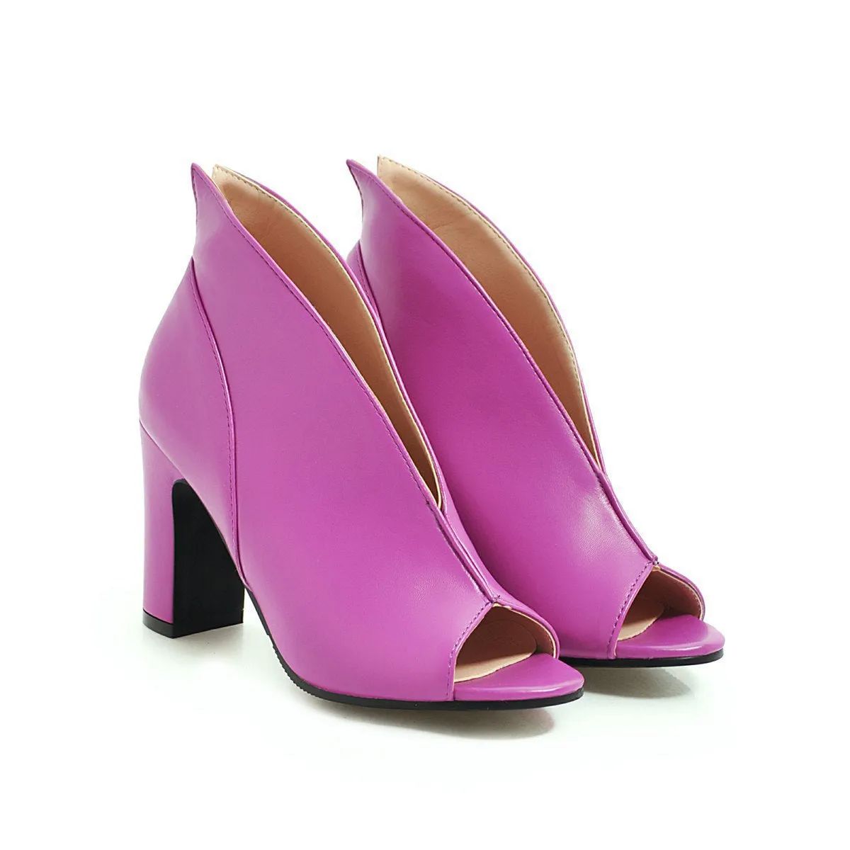 Women's peep toe chunky high heels booties spring summer ankle boots