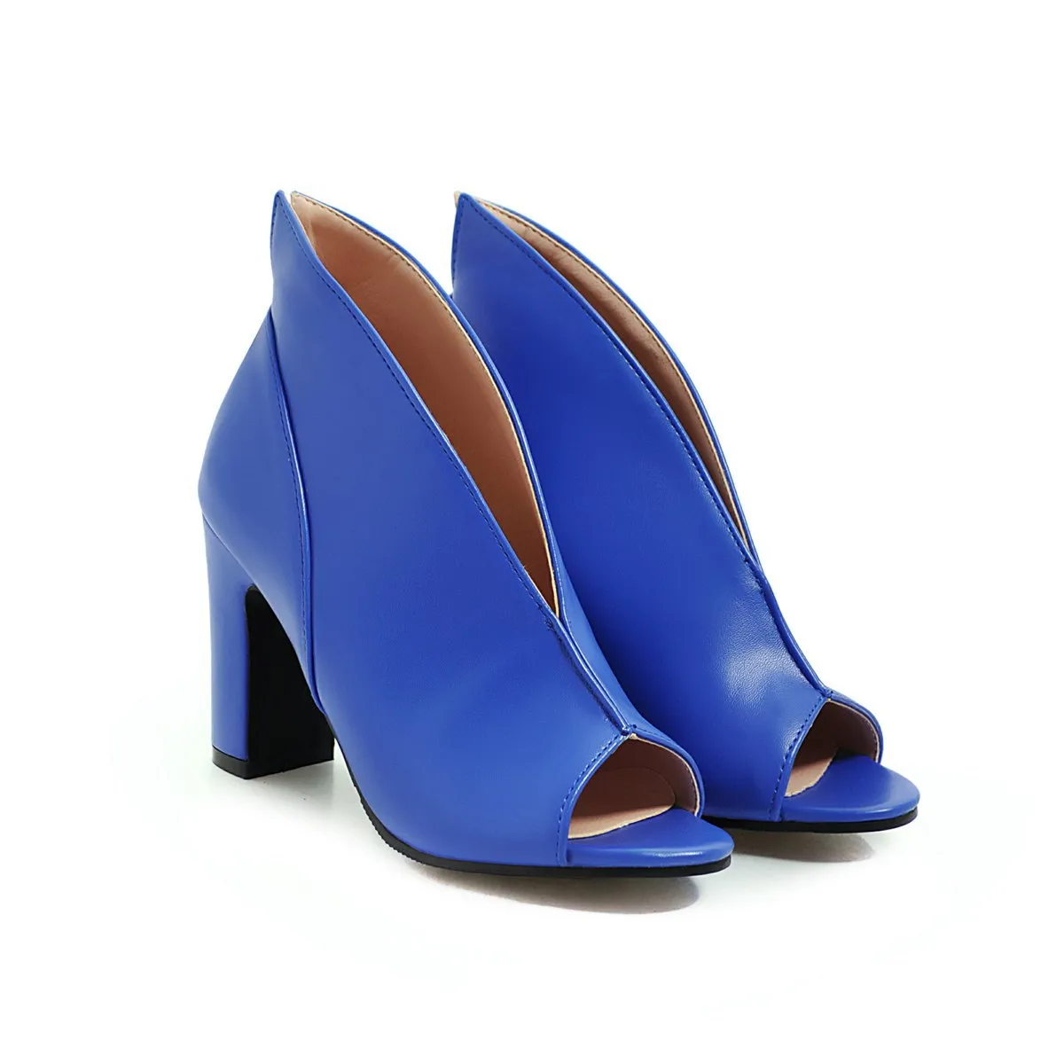 Women's peep toe chunky high heels booties spring summer ankle boots