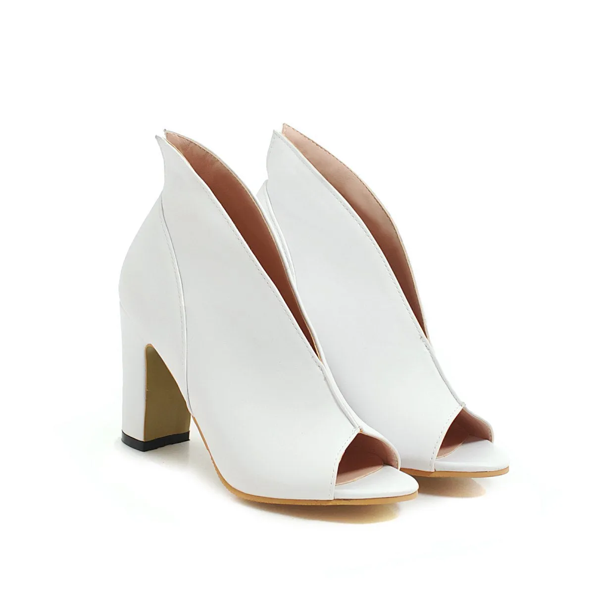 Women's peep toe chunky high heels booties spring summer ankle boots